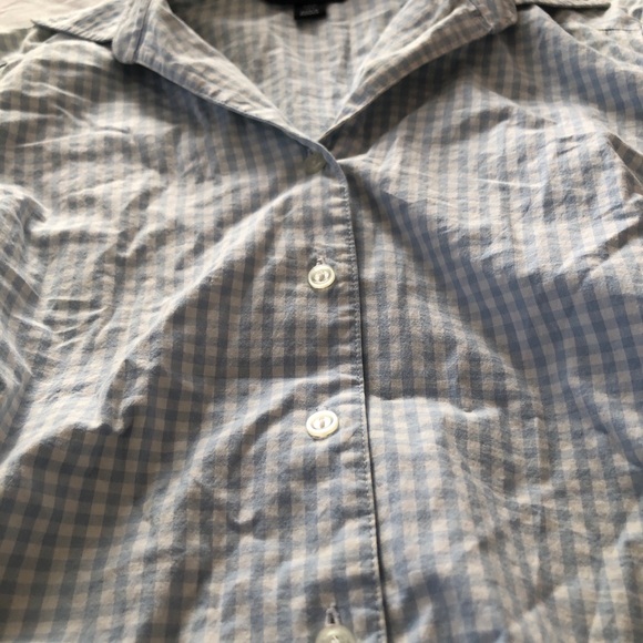 H&M US 8 Baby Blue and White Plaid Collared Buttoned Blouse 97% Cotton - Picture 11 of 12